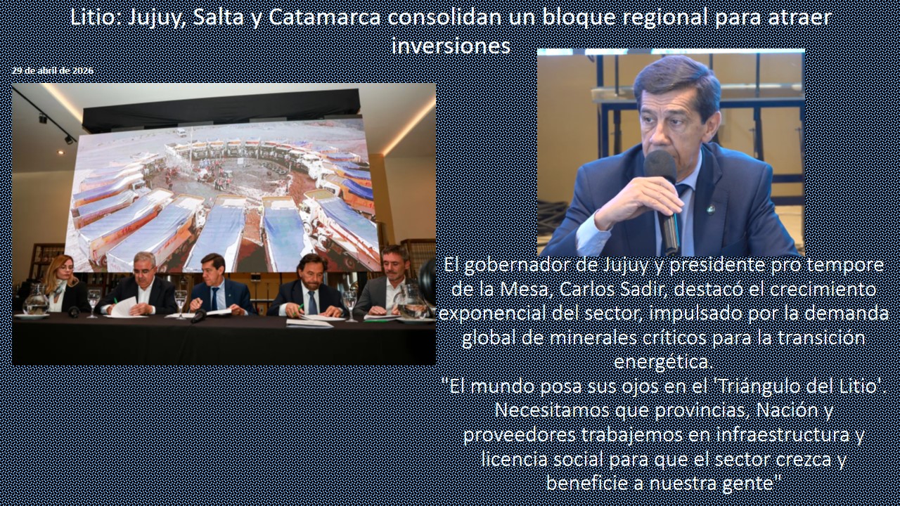 Minería. Litio: Jujuy, Salta y Catamarca