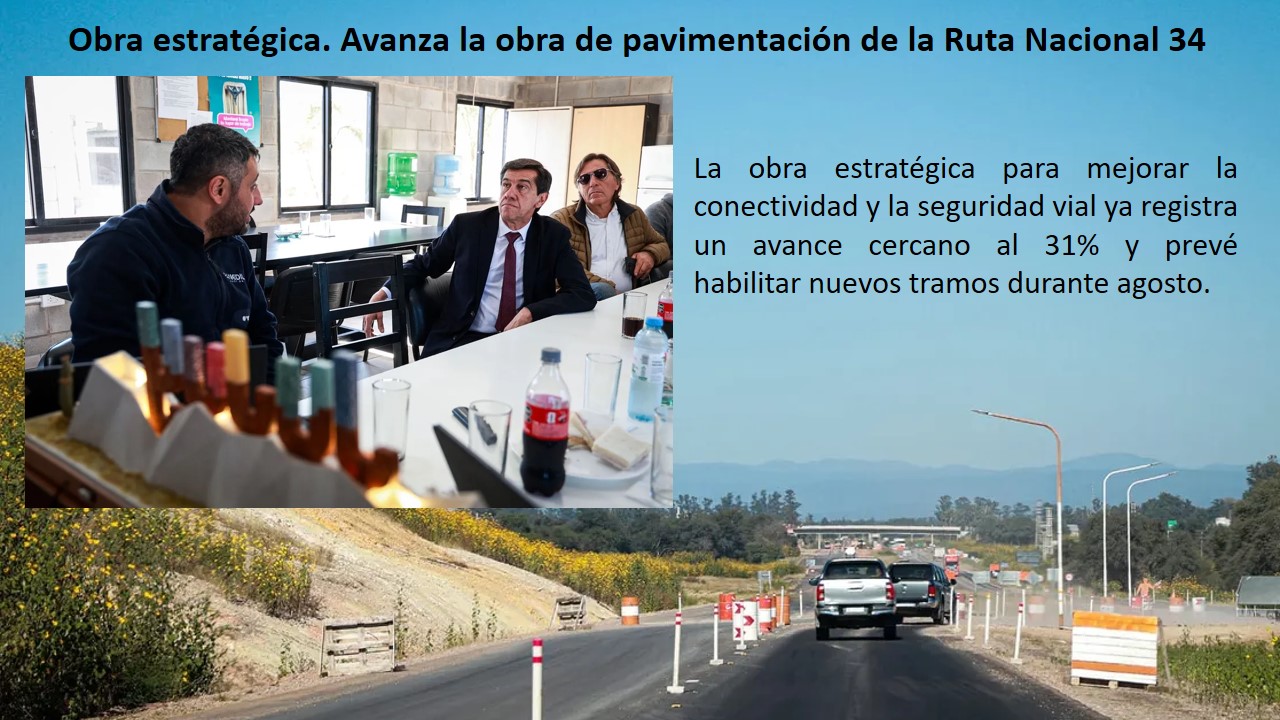 Obra estratégica. Avanza la obra de pavimentación de la Ruta Nacional 34