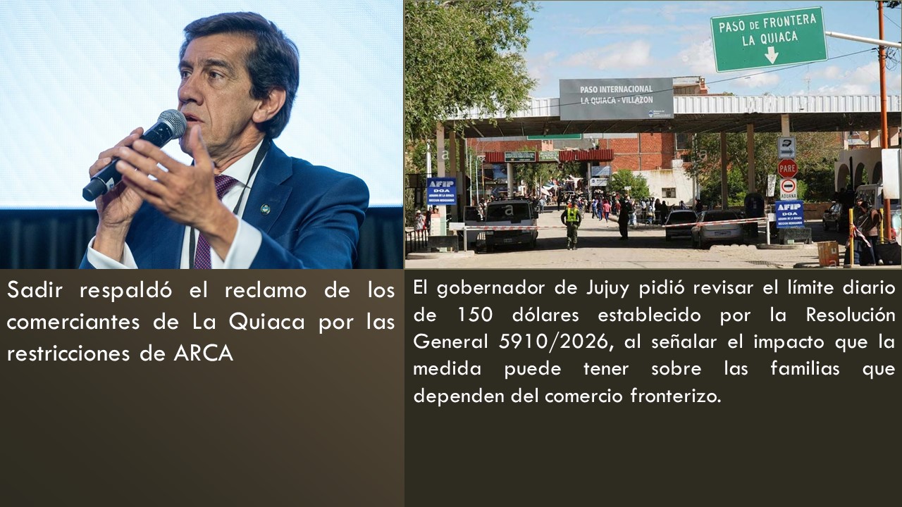 Sadir respaldó el reclamo de los comerciantes de La Quiaca por las restricciones de ARCA
